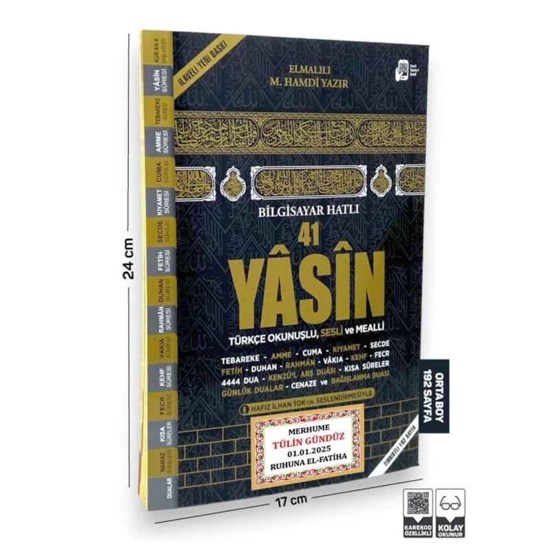 Kabe%20Model%20Yasini%20Şerif%20Türkçe%20Okunuşlu%20ve%20Mealli%20Orta%20Boy%20192%20Sayfa%20İsim%20Etiketli