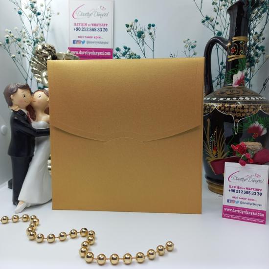 Satin Gold Kare Davetiye Zarfı