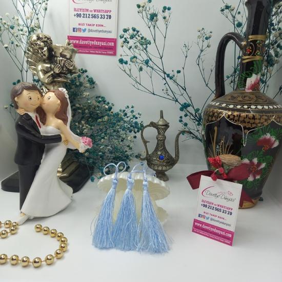 Bebek Mavisi Davetiye Püskülü ve Püskül Fiyat