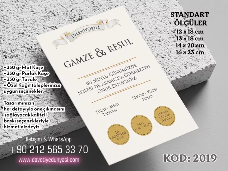 Ekonomik Davetiye 2019 | Digital Baskı Davetiye