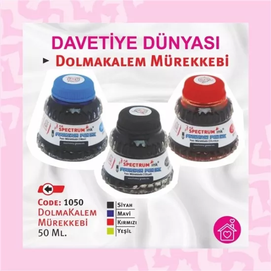 Dolma Kalem Mürekkebi Cam Şişe 50 ml. Mavi