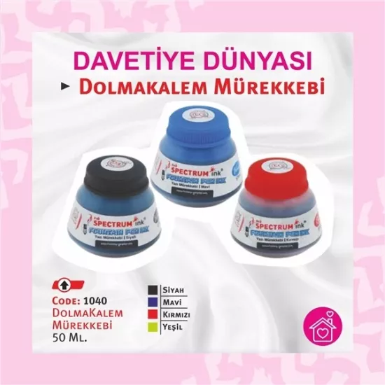 Dolma Kalem Mürekkebi Plastik Şişe 50 ml. Kırmızı