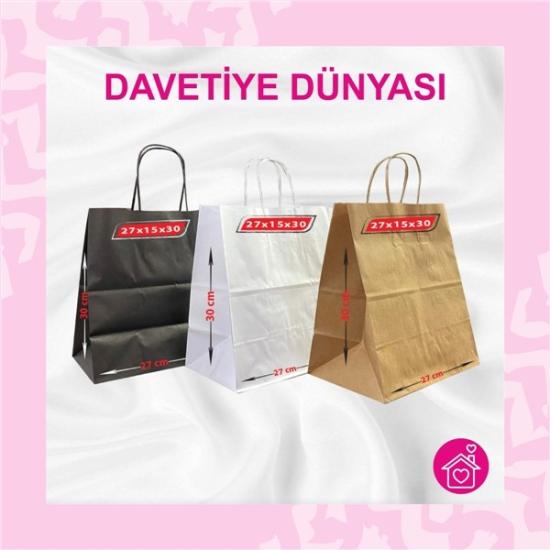Hazır Burgu Saplı Natural Kraft Çanta 27x15x30