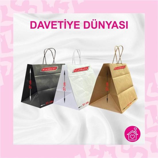 Hazır Burgu Saplı Natural Kraft Çanta 31x20x27