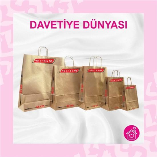Hazır Burgu Saplı Natural Kraft Çanta 19x8x24