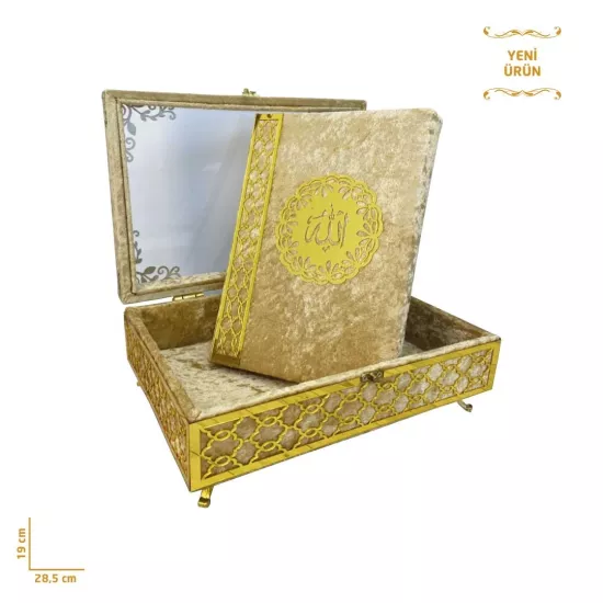 Pleksili Kadife Sandıklı Kur’ân-ı Kerim Gold