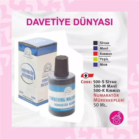 Numaratör Mürekkebi 50 ml Mavi