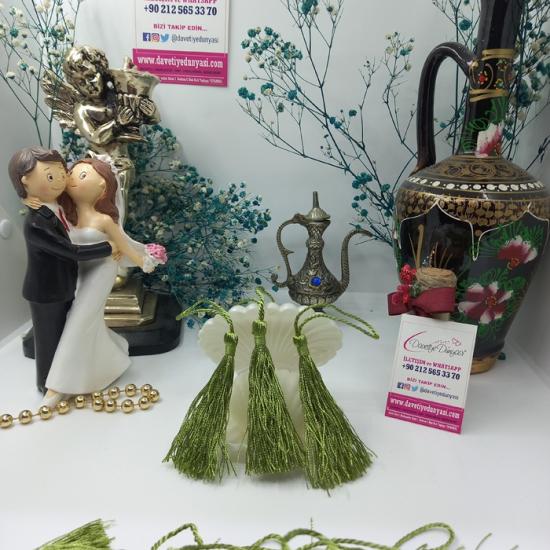 Parlak Yeşil Renk Davetiye Püskülü ve Püskül Fiyat