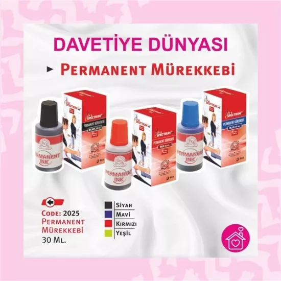 Permanent Mürekkebi 30 ml. Kırmızı