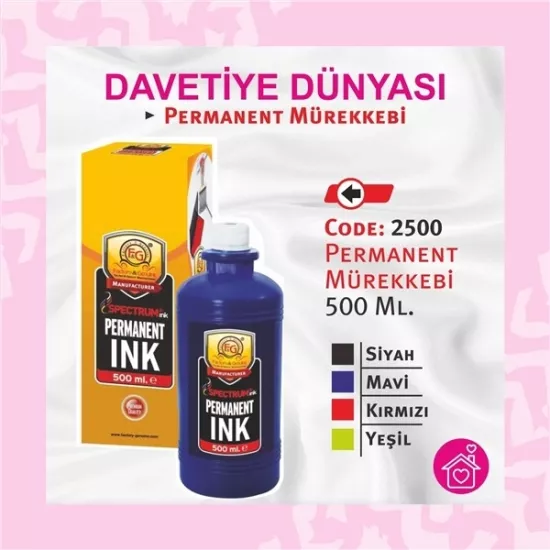 Permanent Mürekkebi 500 ml. Kırmızı