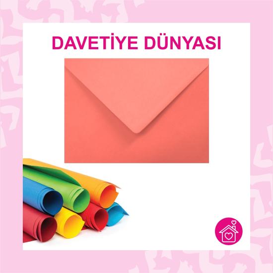 Renkli Davetiye Zarfı Kırmızı 13X18 80gr