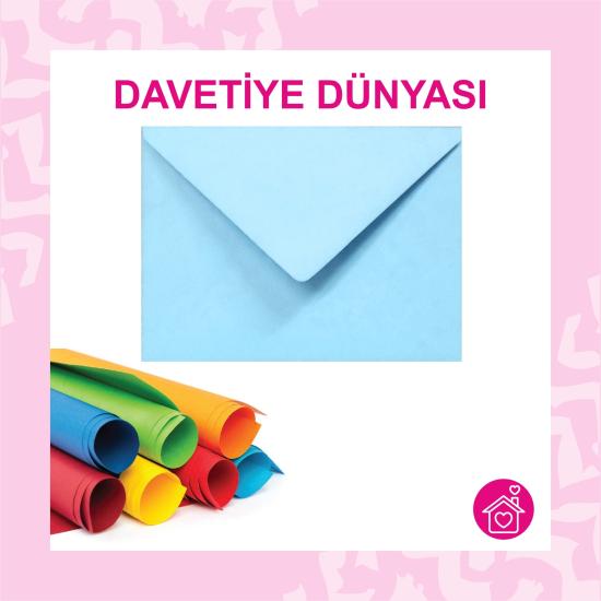 Renkli Davetiye Zarfı Mavi 13X18 80gr
