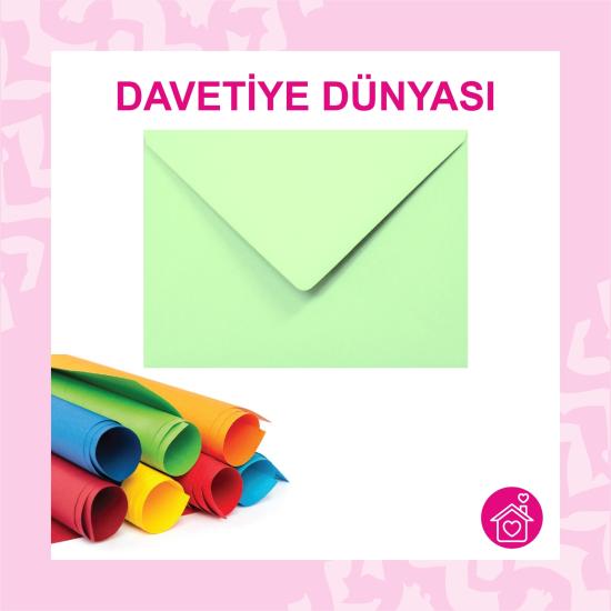 Renkli Davetiye Zarfı Yeşil 13X18 80gr