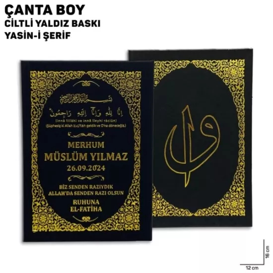 Çanta Boy Yaldız Baskılı Siyah Renk Yasin