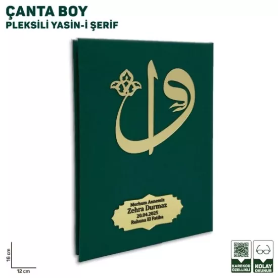 Çanta Boy Pleksi Baskılı Yeşil Renk Yasin