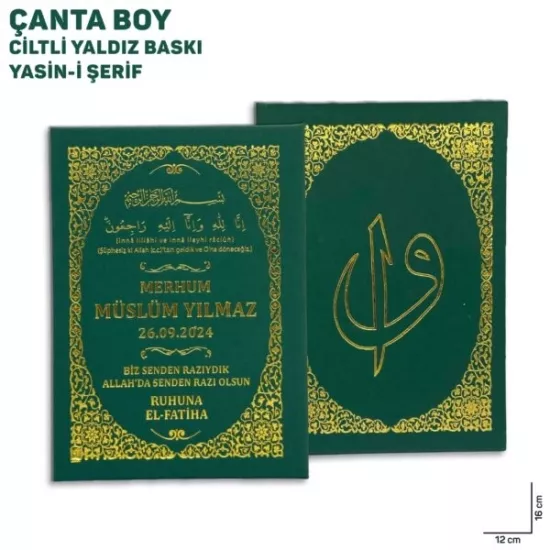 Çanta Boy Yaldız Baskılı Yeşil Renk Yasin